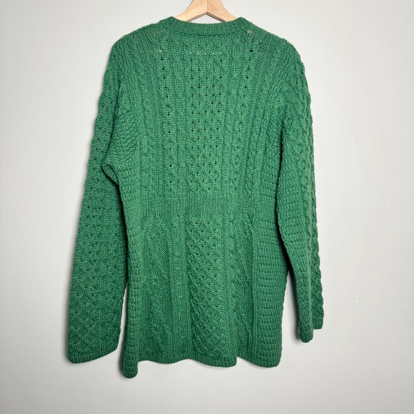 Shannon Woolen Mills Irish Merino Wool Kelly Green Fisherman Cardigan Sz XL - Picture 7 of 7